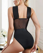 Curvalu Body Moldeador Halter de Malla con Aros Negro