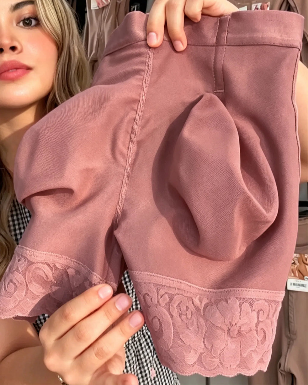 Curvalu High Waist Butt Lifter Shaping Shorts With Lace Trim