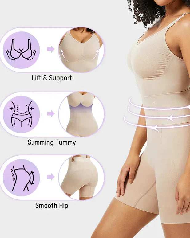 Curvalu All-in-One Snap-Off Sculpting Bodysuit Shapewear 6-Zone Compression