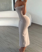 Curvalu Off-shoulder Bodycon Dress Sweetheart Neckline Long