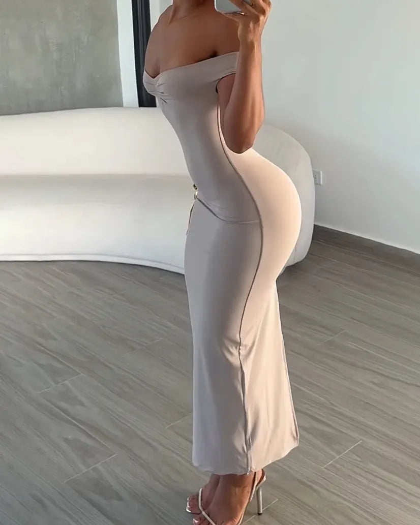 Curvalu Off-shoulder Bodycon Dress Sweetheart Neckline Long